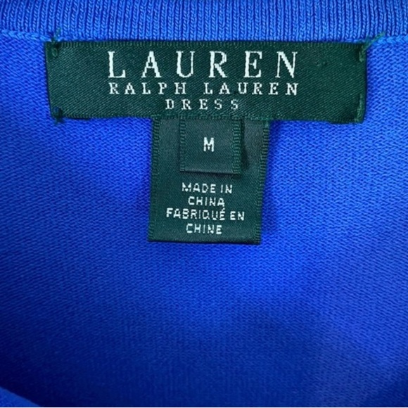 Lauren Ralph Lauren Blue Knit Fit Flare Sleeveless Dress M - Picture 2 of 5